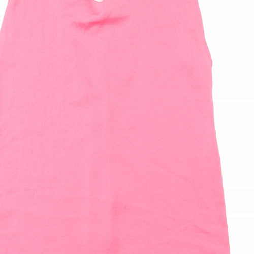 Marks and Spencer Womens Pink Polyester Basic Blouse Size 6 V-Neck