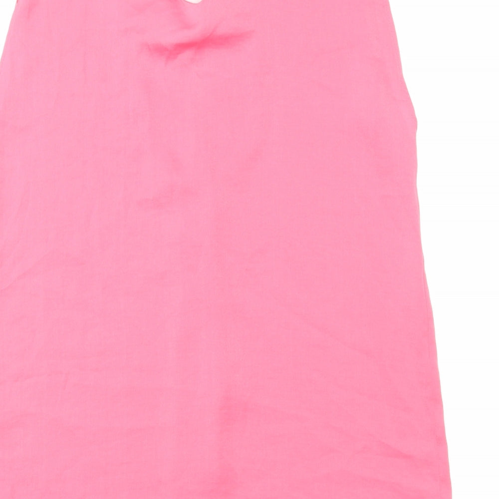 Marks and Spencer Womens Pink Polyester Basic Blouse Size 6 V-Neck