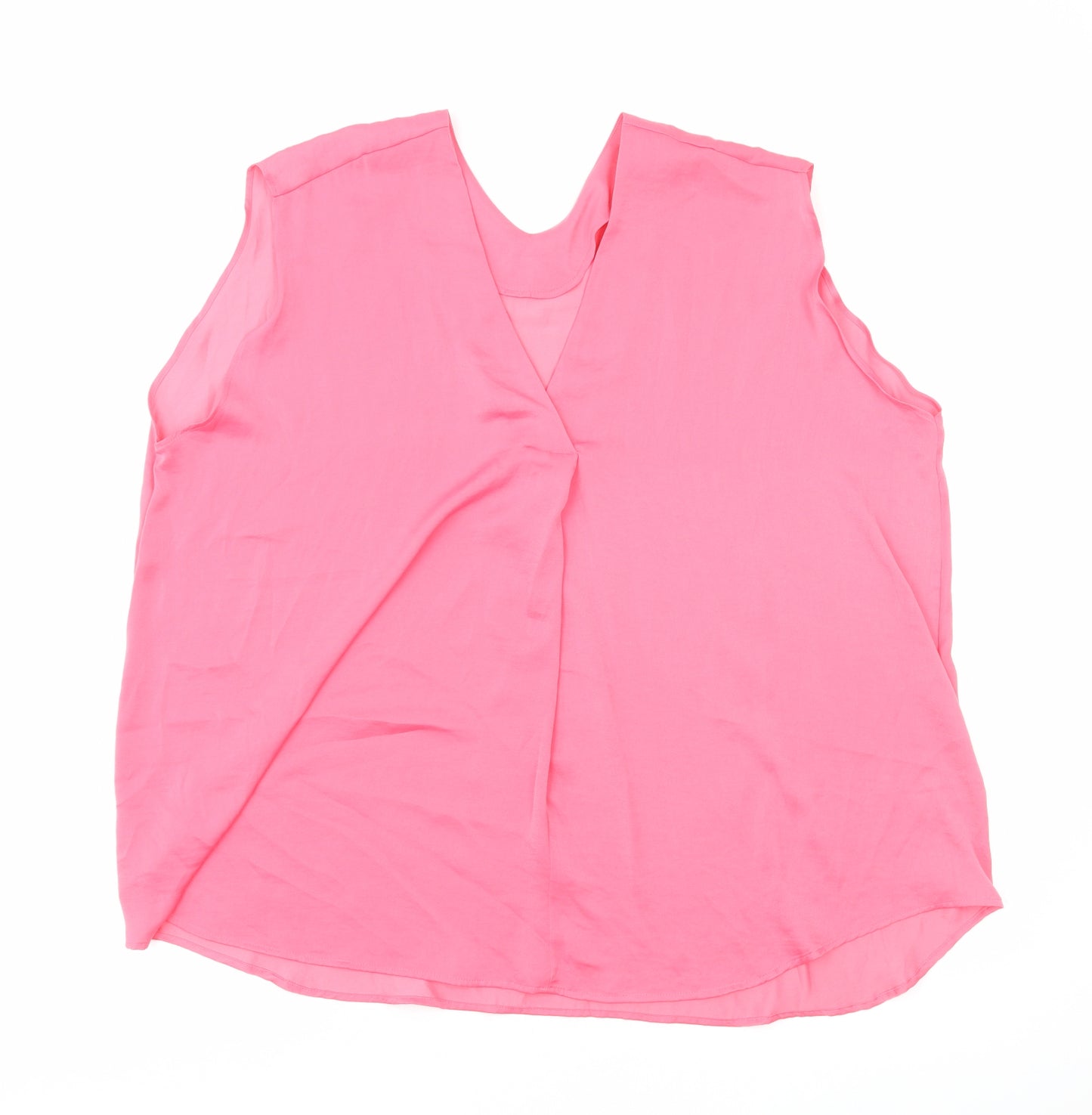 Marks and Spencer Womens Pink Polyester Basic Blouse Size 22 V-Neck