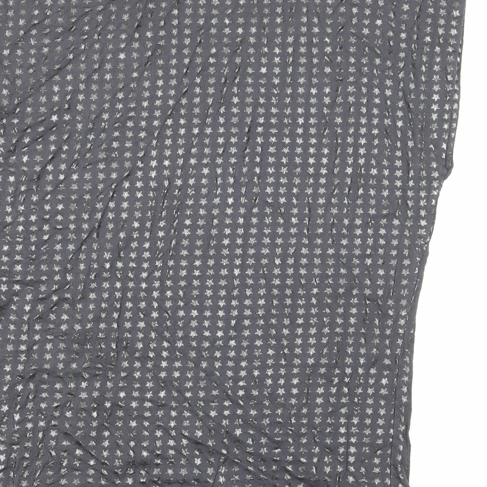 Preworn Womens Grey Geometric Viscose Basic T-Shirt Size 14 Boat Neck - Star