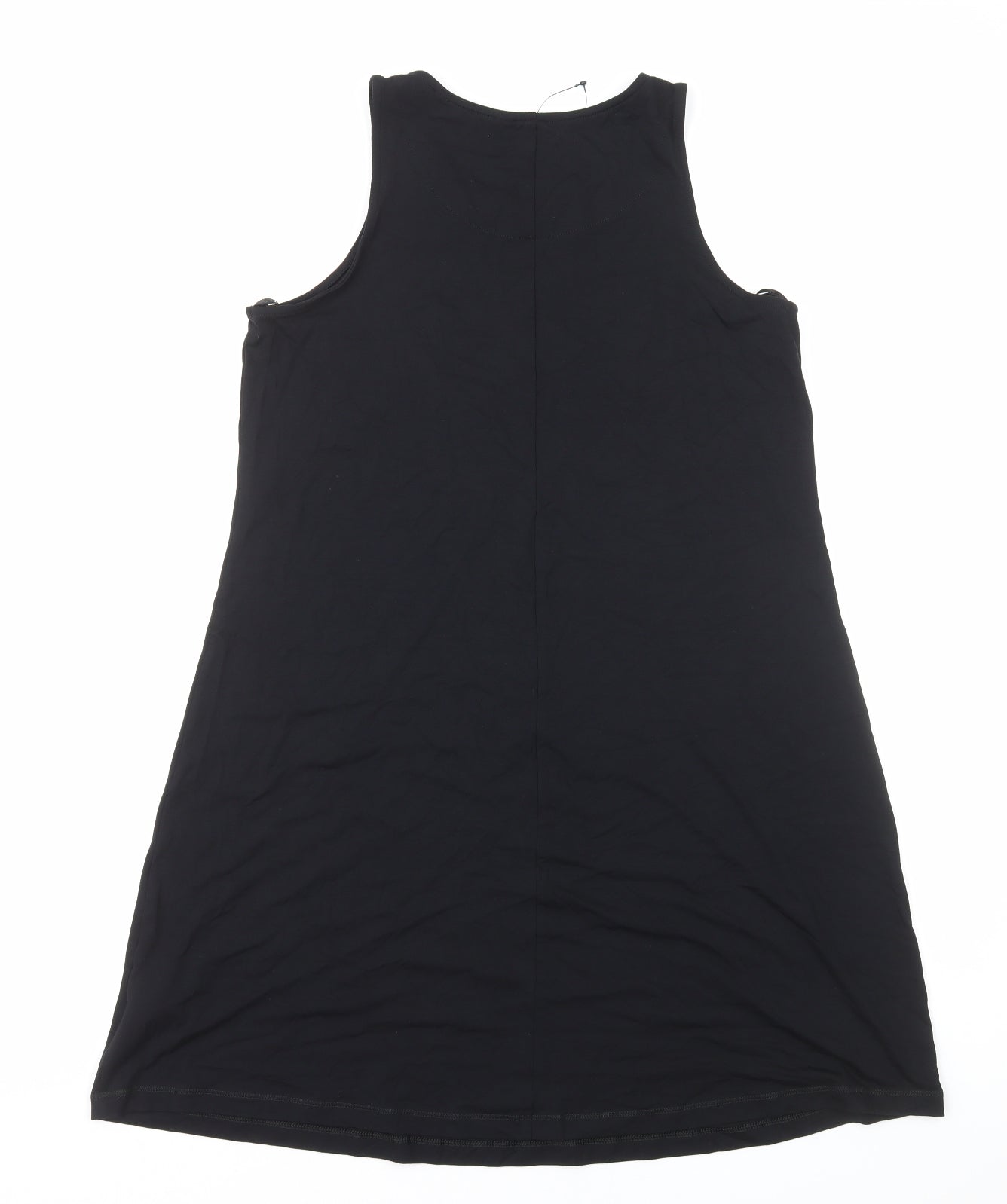 Marks and Spencer Womens Black Viscose Tank Dress Size 12 Boat Neck Pullover