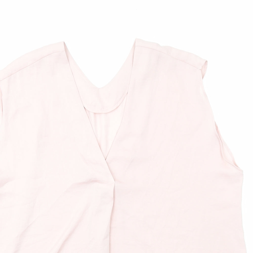 Marks and Spencer Womens Pink Polyester Basic Tank Size 18 V-Neck