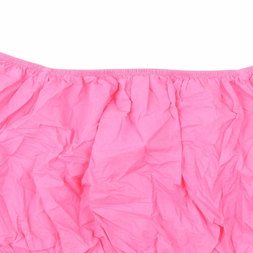 Marks and Spencer Womens Pink Cotton Cropped Blouse Size 20 Off the Shoulder - Bardot