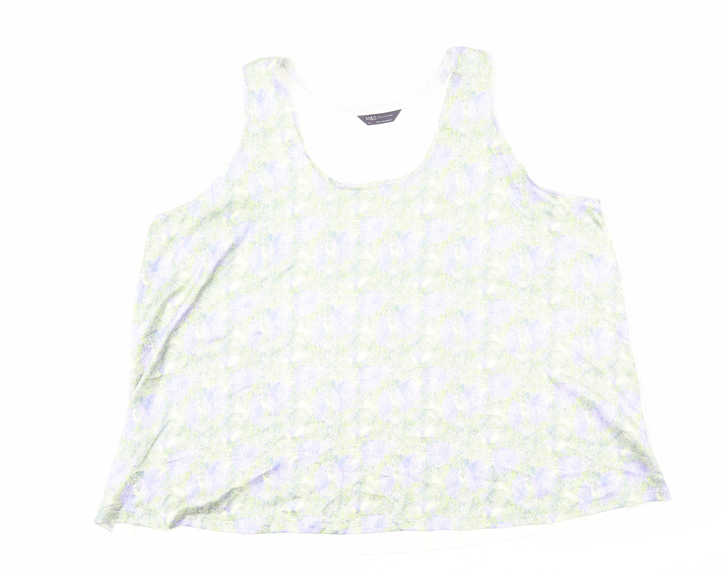 Marks and Spencer Womens Multicoloured Geometric Polyester Basic Tank Size 24 Scoop Neck