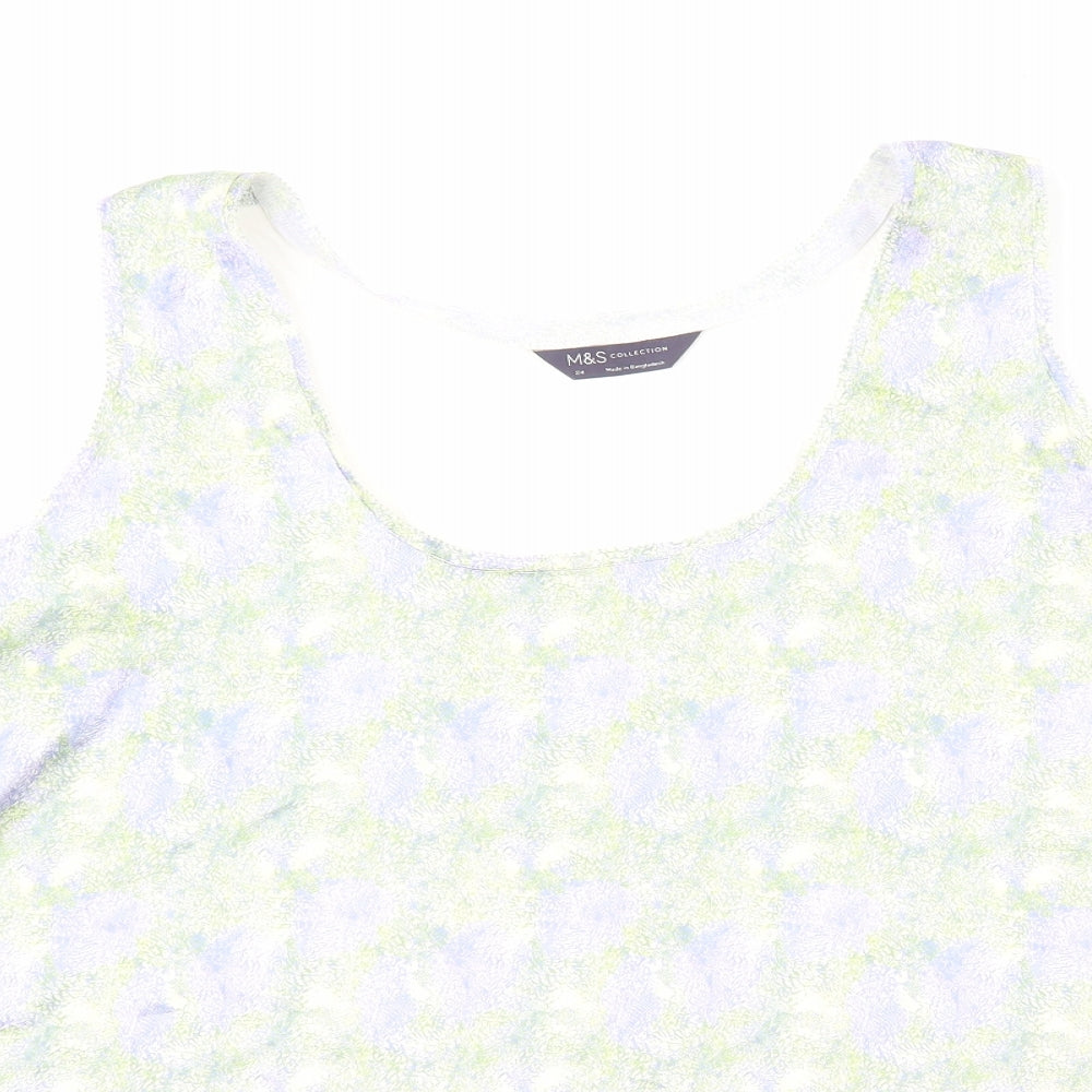 Marks and Spencer Womens Multicoloured Geometric Polyester Basic Tank Size 24 Scoop Neck