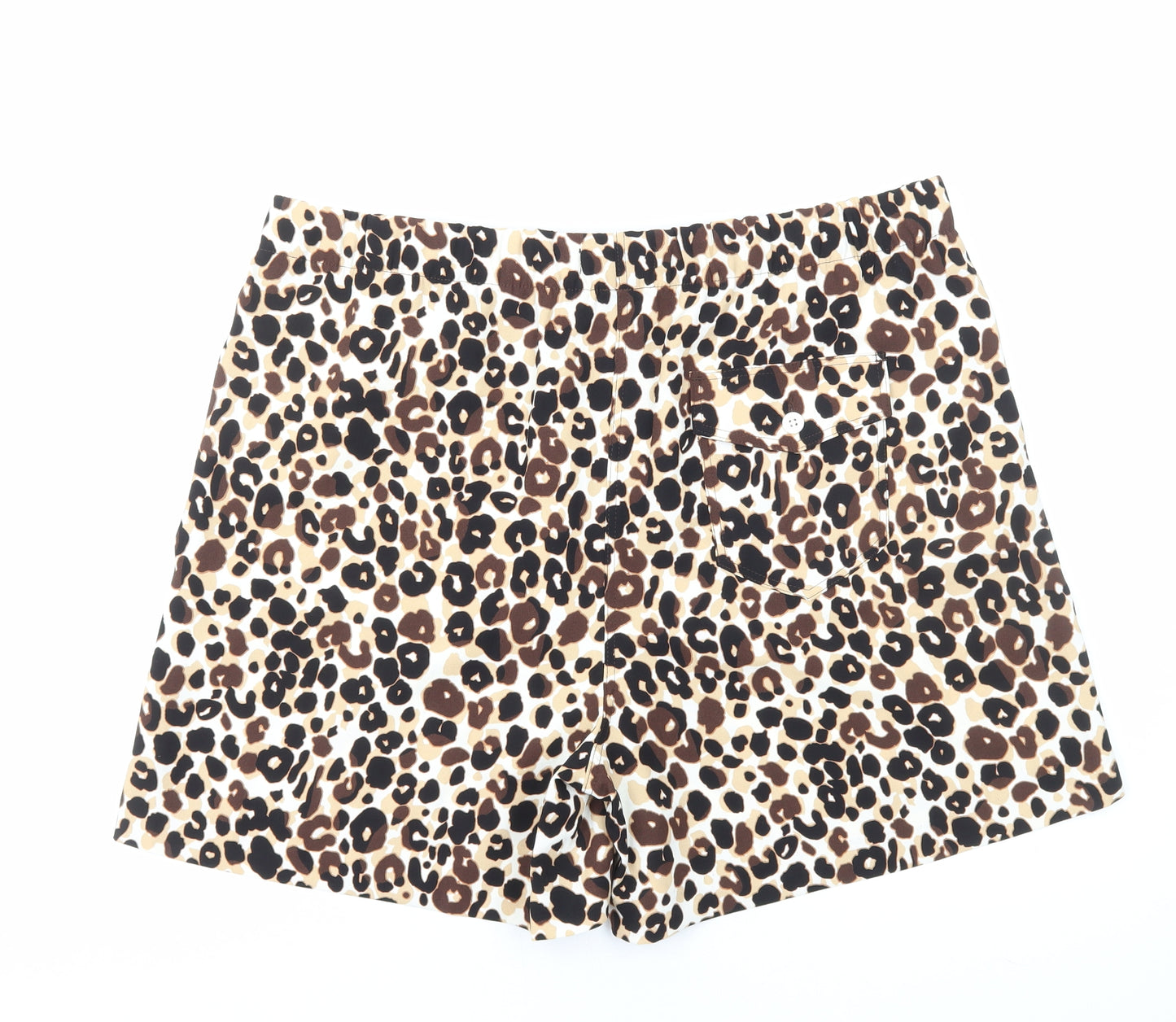 Marks and Spencer Womens Brown Animal Print Polyester Bermuda Shorts Size 20 Regular Pull On - Leopard Print