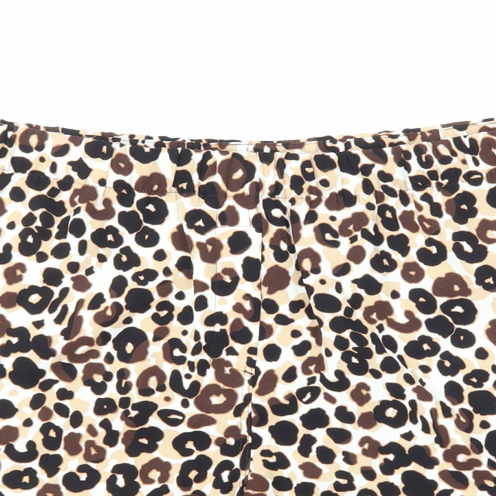 Marks and Spencer Womens Brown Animal Print Polyester Bermuda Shorts Size 20 Regular Pull On - Leopard Print