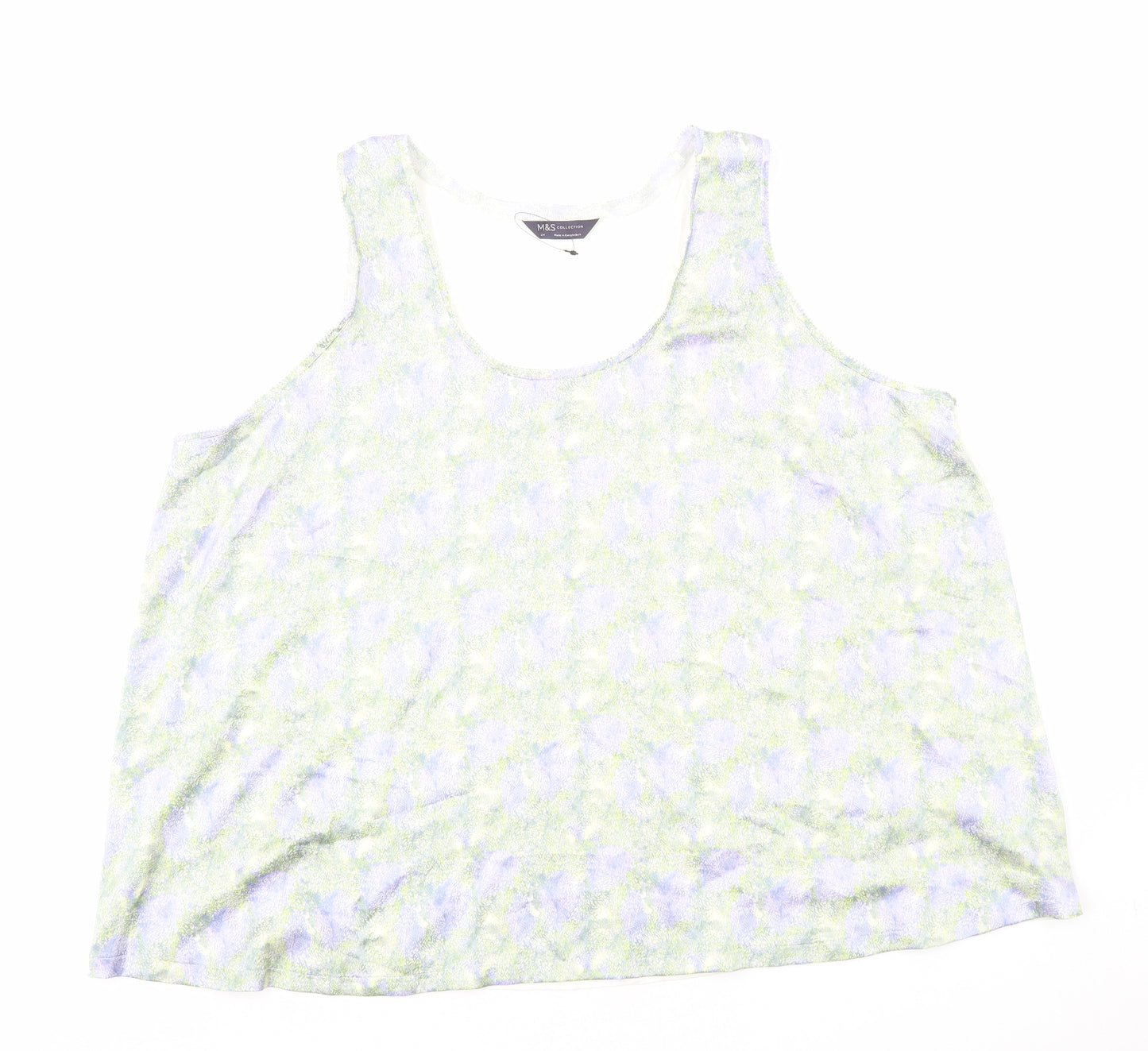 Marks and Spencer Womens Multicoloured Geometric Polyester Basic Tank Size 24 Scoop Neck