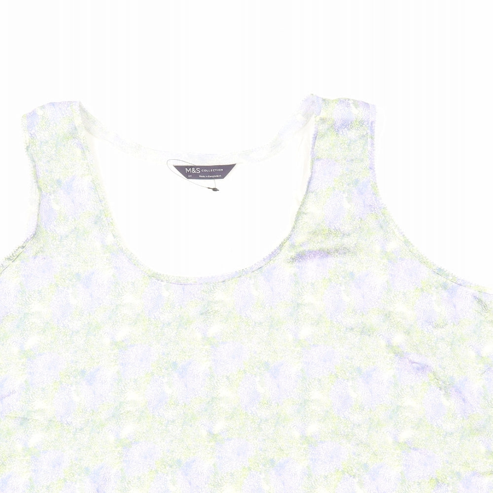 Marks and Spencer Womens Multicoloured Geometric Polyester Basic Tank Size 24 Scoop Neck