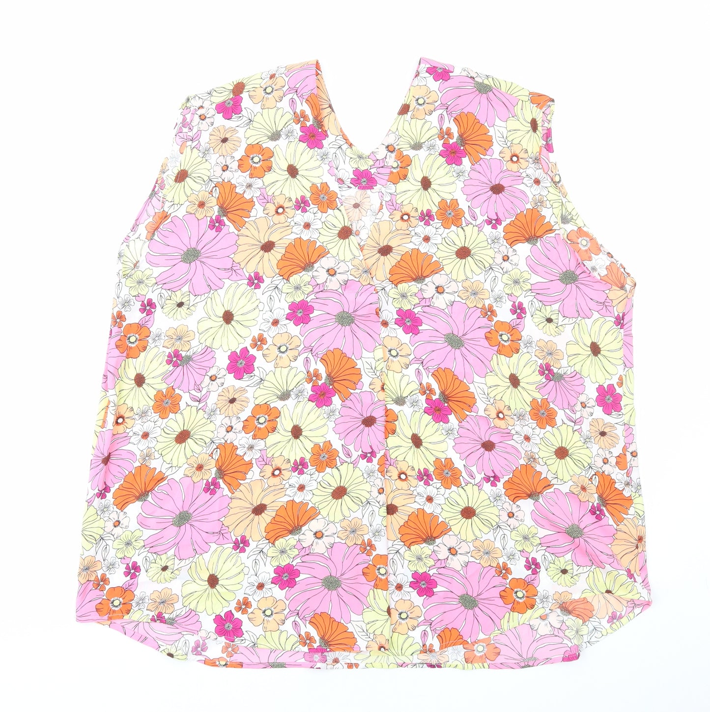 Marks and Spencer Womens Multicoloured Floral Polyester Basic Tank Size 22 V-Neck