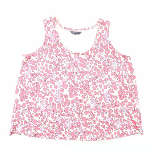 Marks and Spencer Womens Pink Animal Print Polyester Basic Tank Size 18 Scoop Neck - Leopard Print