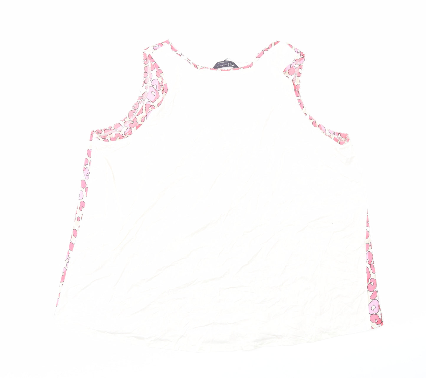 Marks and Spencer Womens Pink Animal Print Polyester Basic Tank Size 18 Scoop Neck - Leopard Print