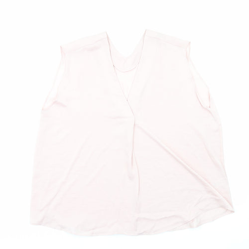 Marks and Spencer Womens Pink Polyester Basic Tank Size 20 V-Neck