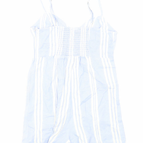 Japna Womens Blue Striped Cotton Playsuit One-Piece Size S Zip