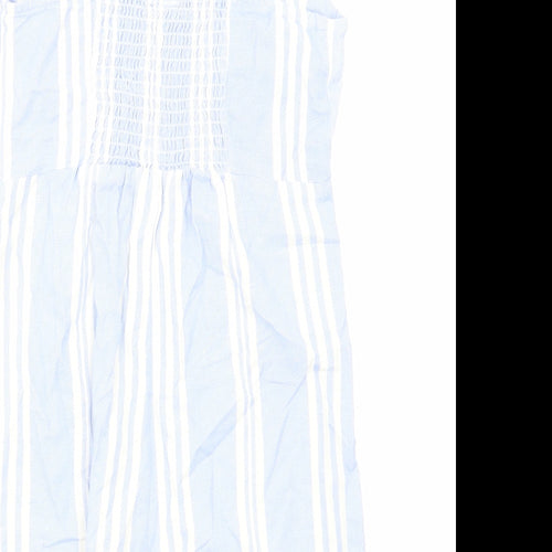 Japna Womens Blue Striped Cotton Playsuit One-Piece Size S Zip