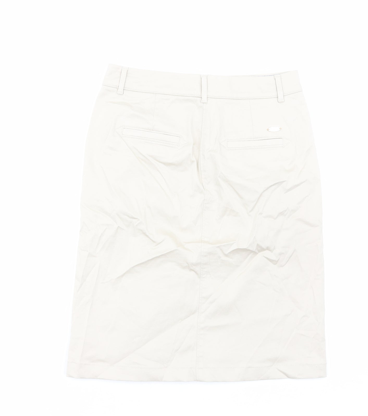 Per Una Womens Beige Cotton A-Line Skirt Size 10 Zip