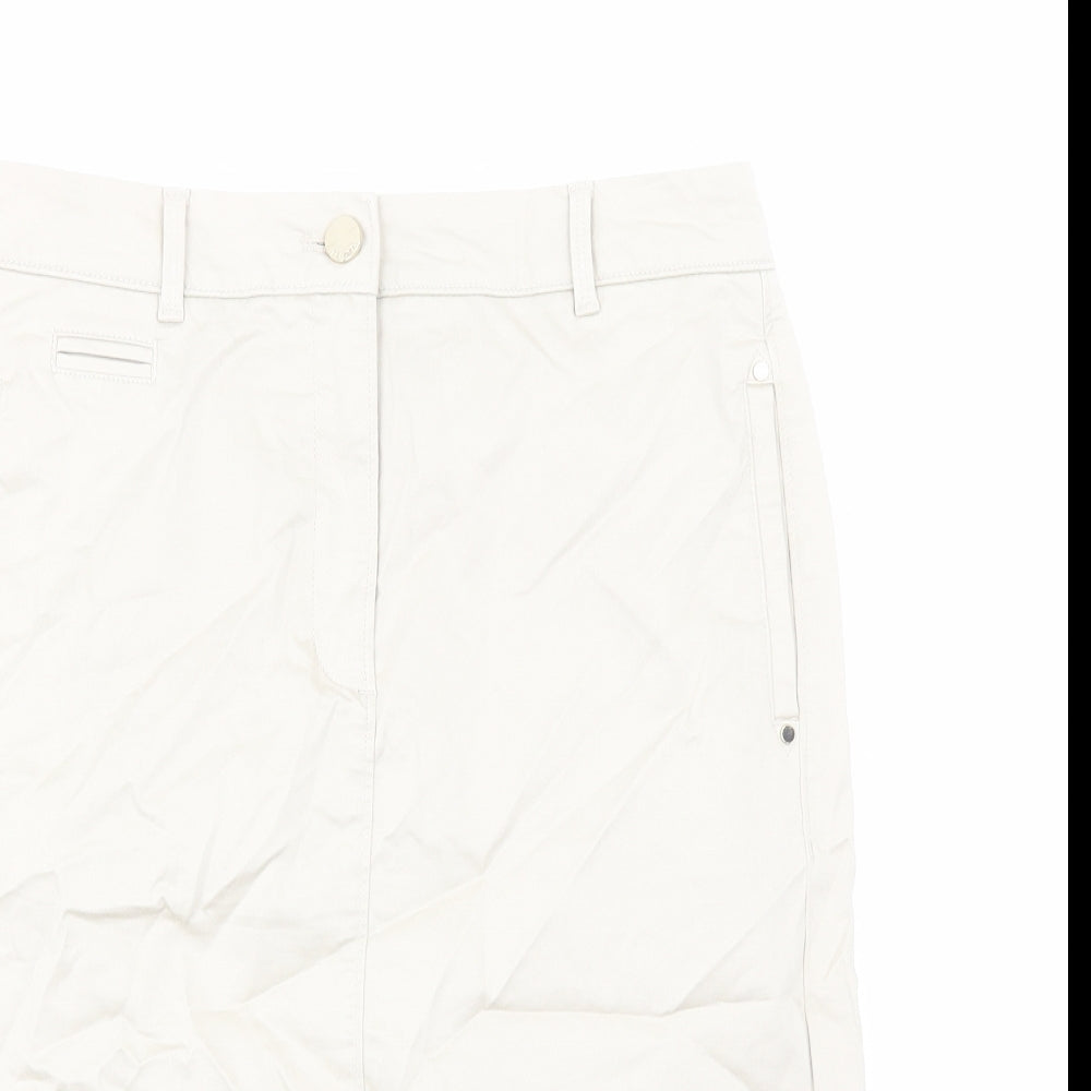Per Una Womens Beige Cotton A-Line Skirt Size 10 Zip