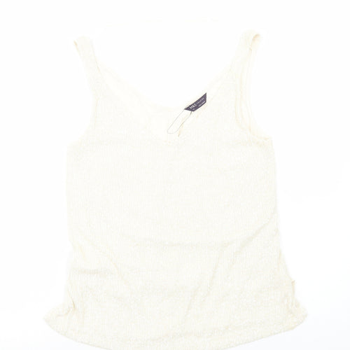 Marks and Spencer Womens Ivory Polyester Basic Tank Size 12 V-Neck