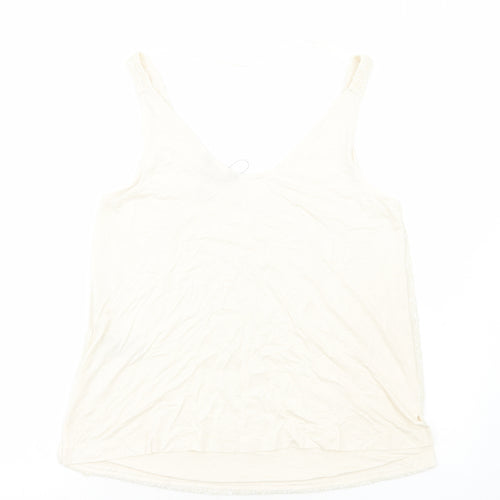 Marks and Spencer Womens Ivory Polyester Basic Tank Size 12 V-Neck
