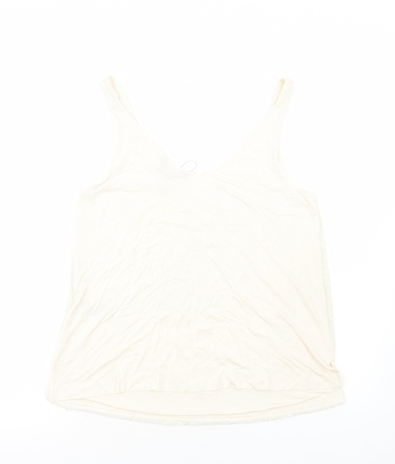 Marks and Spencer Womens Ivory Polyester Basic Tank Size 12 V-Neck