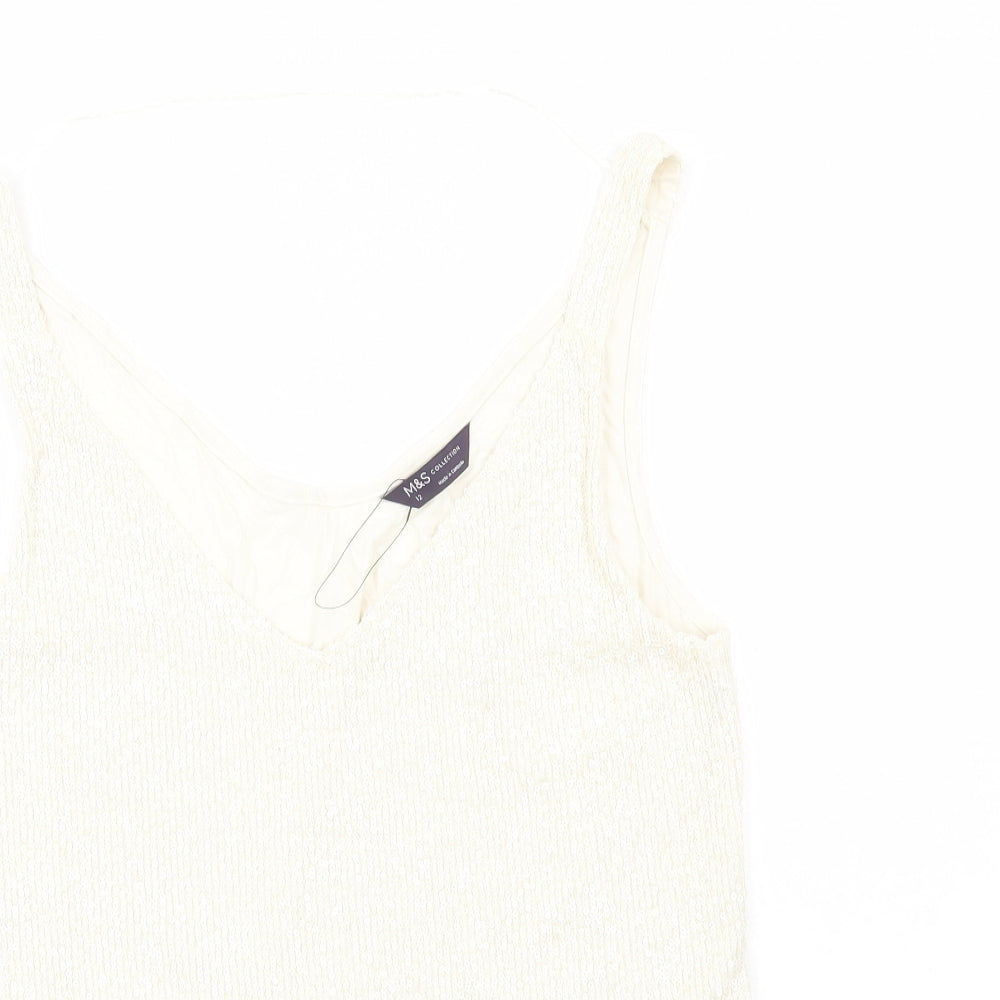 Marks and Spencer Womens Ivory Polyester Basic Tank Size 12 V-Neck