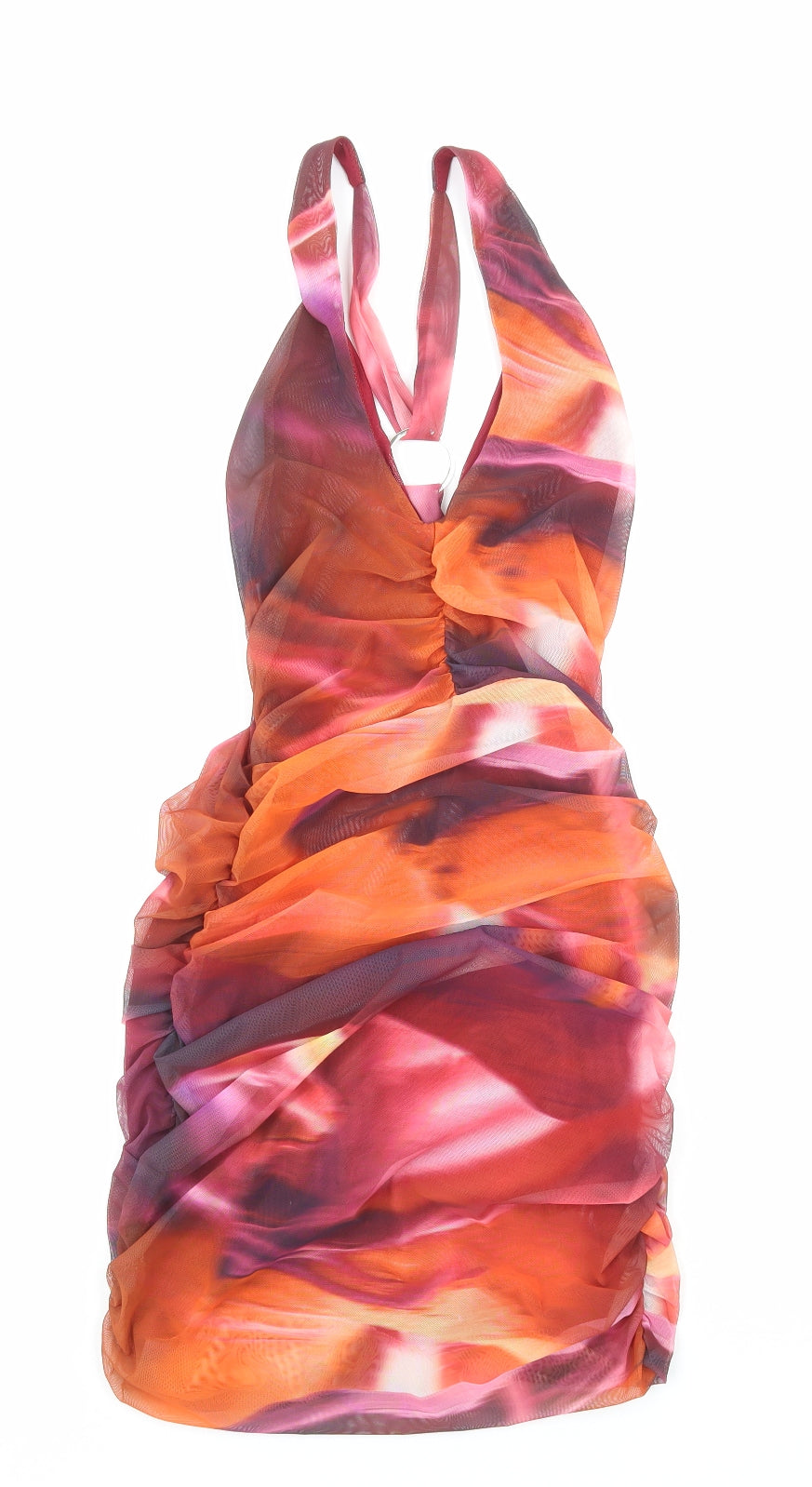 Oh Polly Womens Multicoloured Geometric Polyester Mini Size 10 V-Neck Zip