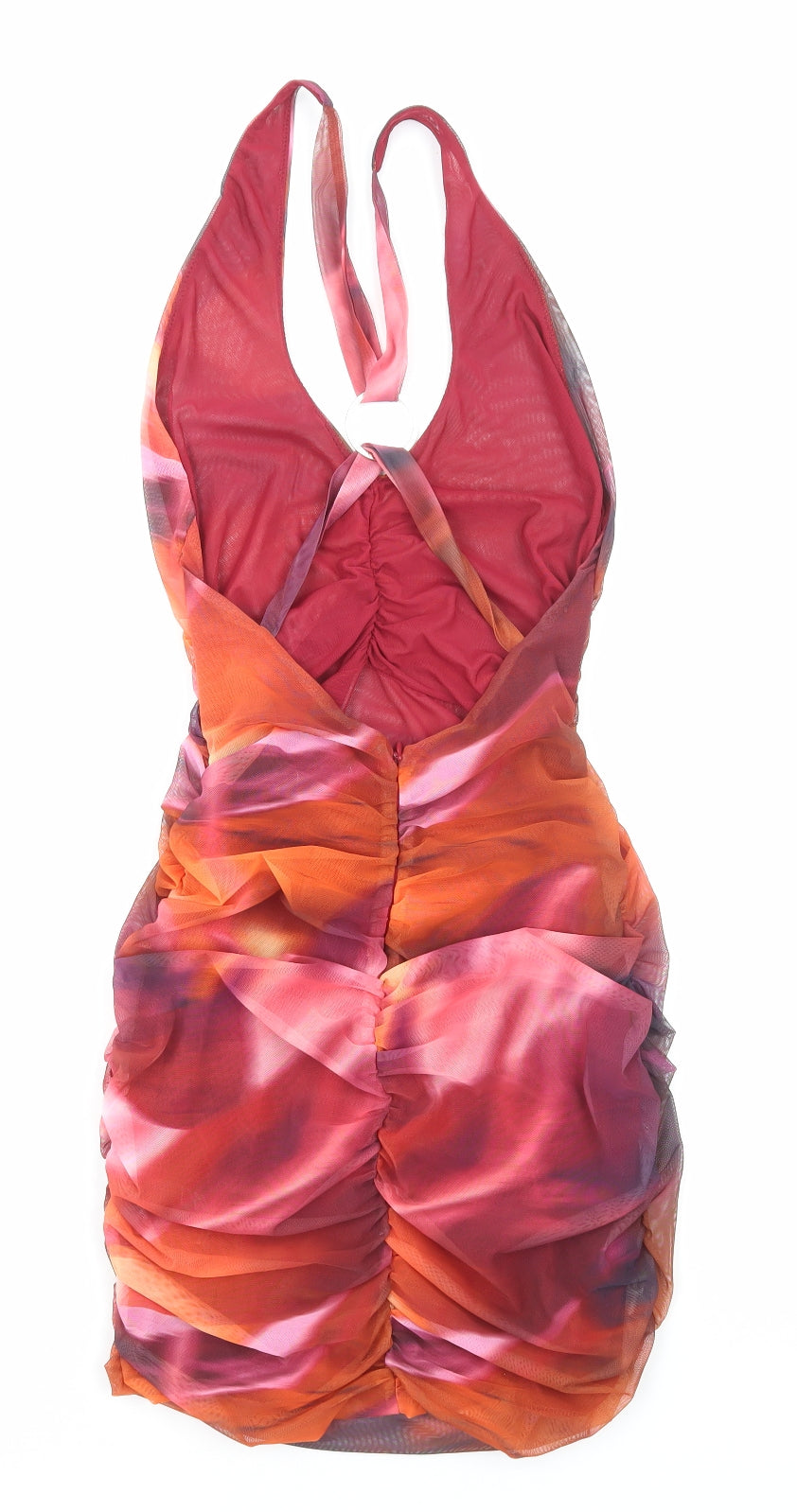 Oh Polly Womens Multicoloured Geometric Polyester Mini Size 10 V-Neck Zip