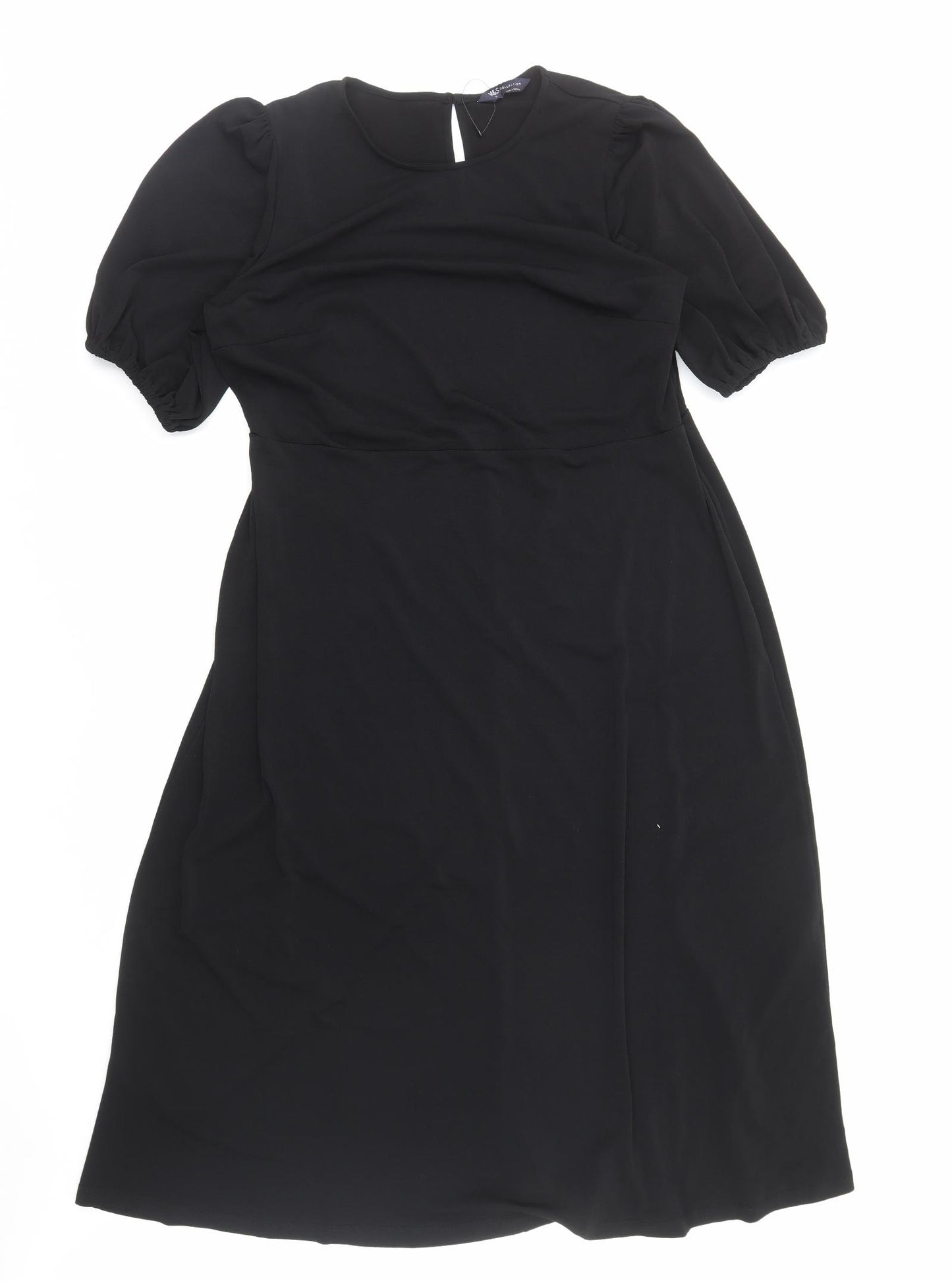 Marks and Spencer Womens Black Polyacrylate Fibre A-Line Size 18 Round Neck Pullover