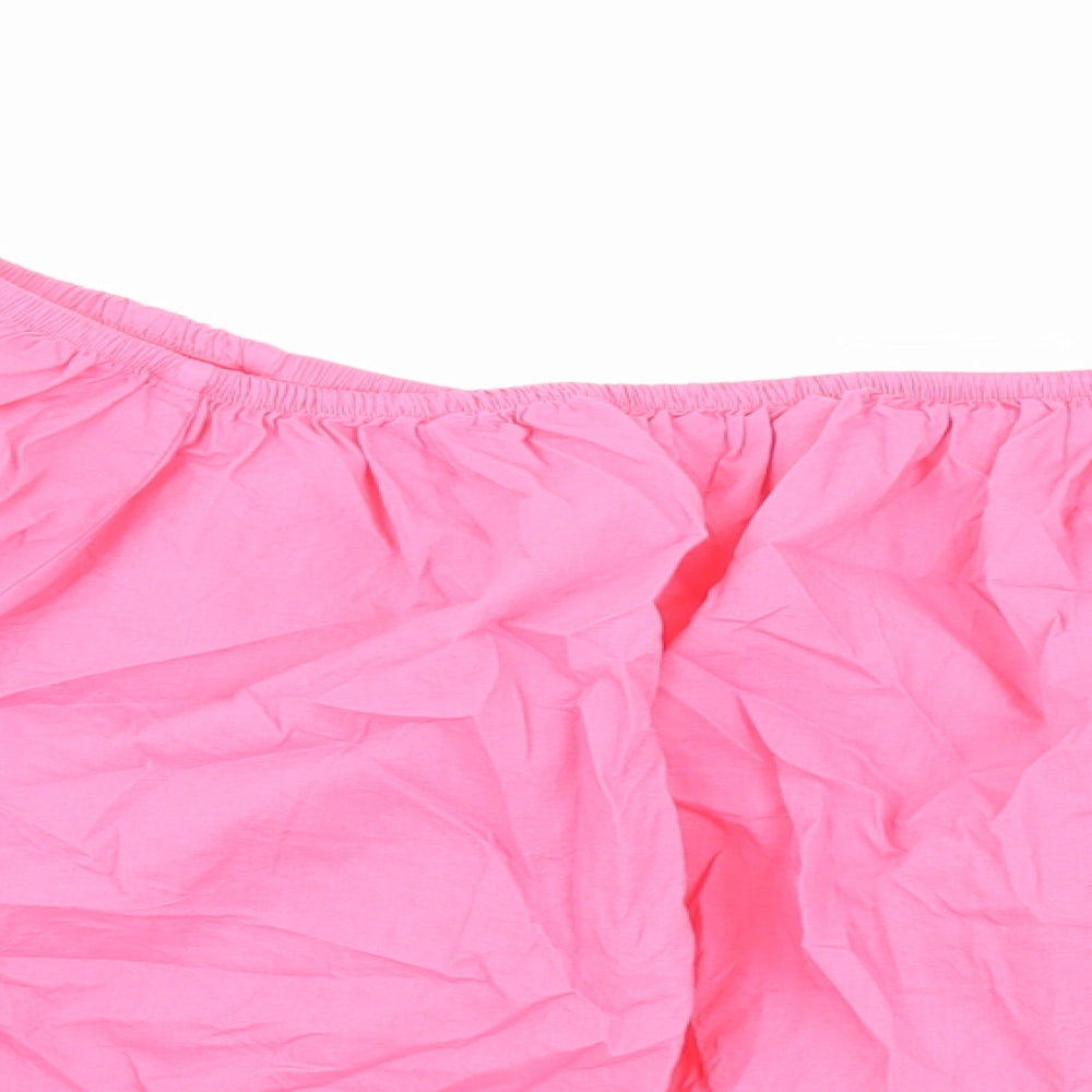 Marks and Spencer Womens Pink Cotton Cropped Blouse Size 18 Boat Neck - Flower Detail