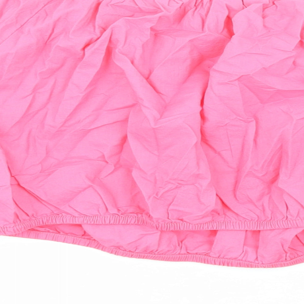 Marks and Spencer Womens Pink Cotton Cropped Blouse Size 18 Boat Neck - Flower Detail
