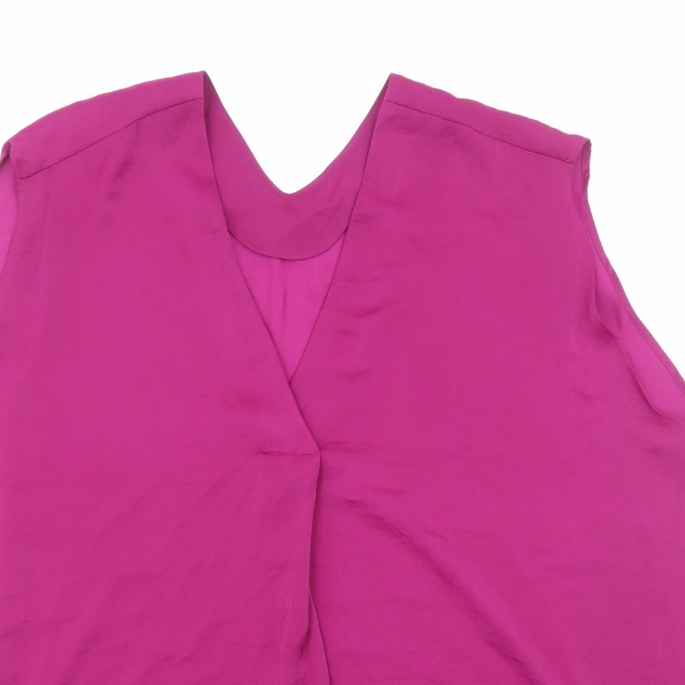 Marks and Spencer Womens Purple Polyester Basic Blouse Size 20 V-Neck