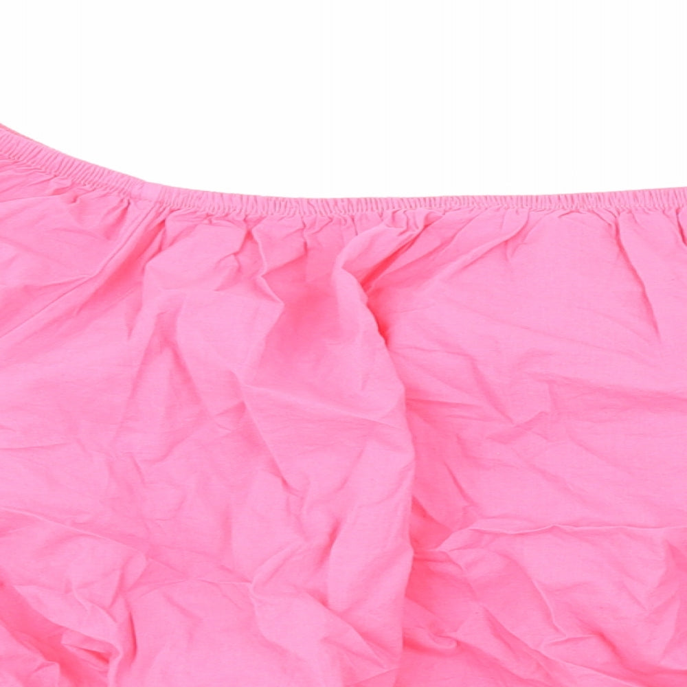 Marks and Spencer Womens Pink Cotton Cropped Blouse Size 18 Boat Neck - Flower Detail
