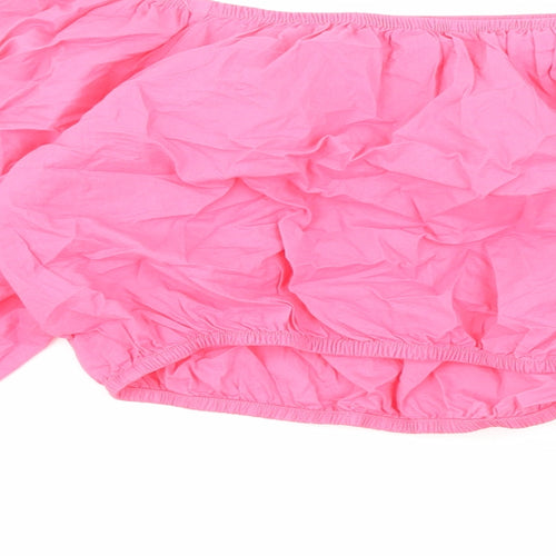 Marks and Spencer Womens Pink Cotton Cropped Blouse Size 18 Boat Neck - Flower Detail