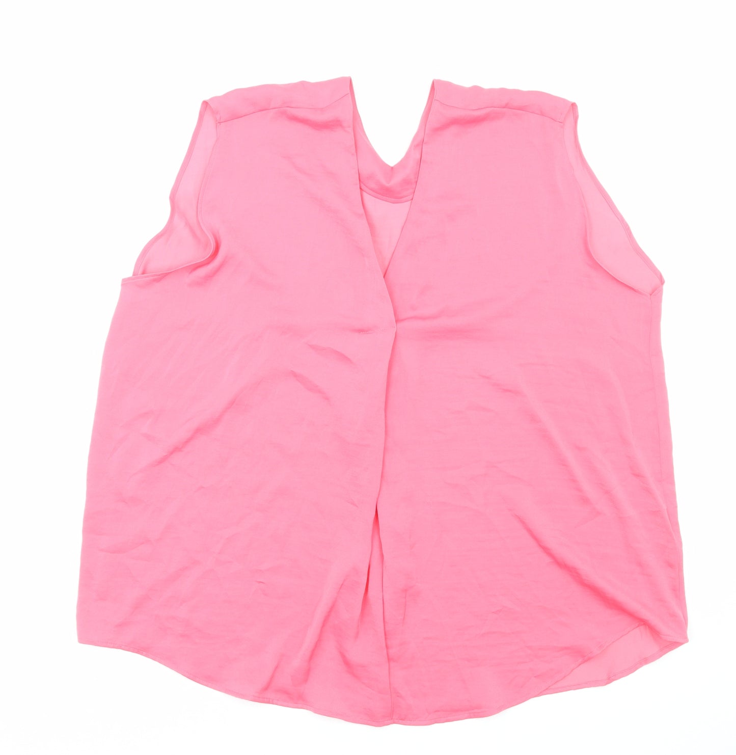 Marks and Spencer Womens Pink Polyester Basic Blouse Size 20 V-Neck