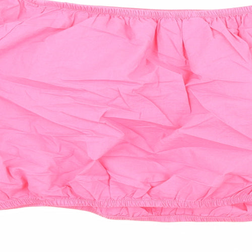Marks and Spencer Womens Pink Cotton Cropped Blouse Size 20 Boat Neck - Flower Detail