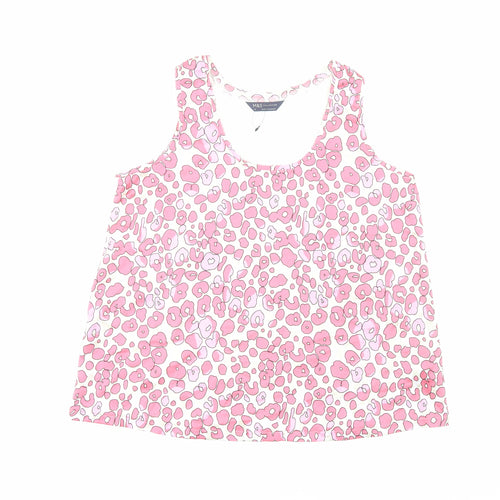 Marks and Spencer Womens Pink Animal Print Polyester Basic Blouse Size 10 Round Neck - Leopard Print