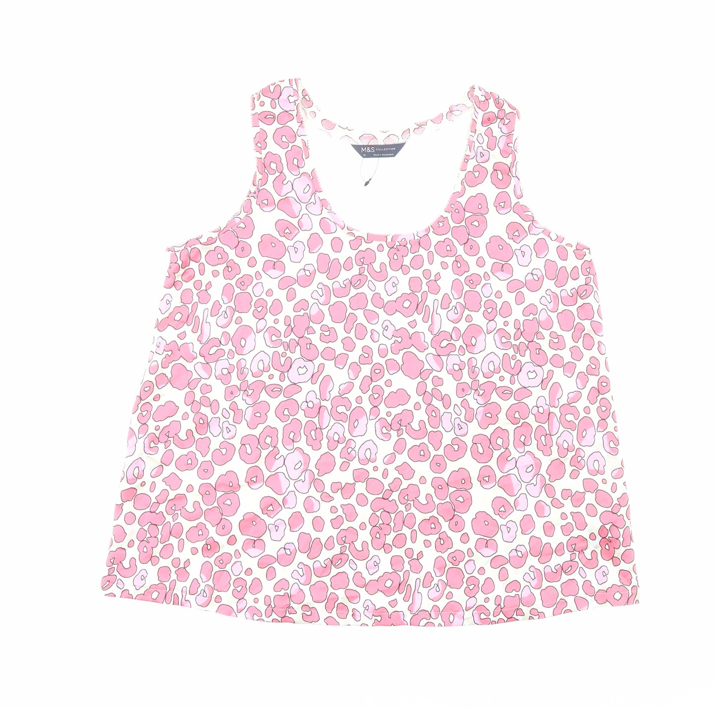 Marks and Spencer Womens Pink Animal Print Polyester Basic Blouse Size 10 Round Neck - Leopard Print