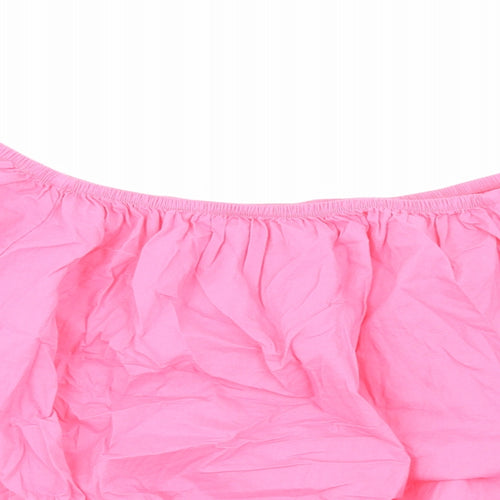 Marks and Spencer Womens Pink Cotton Cropped Blouse Size 18 Boat Neck - Flower Detail