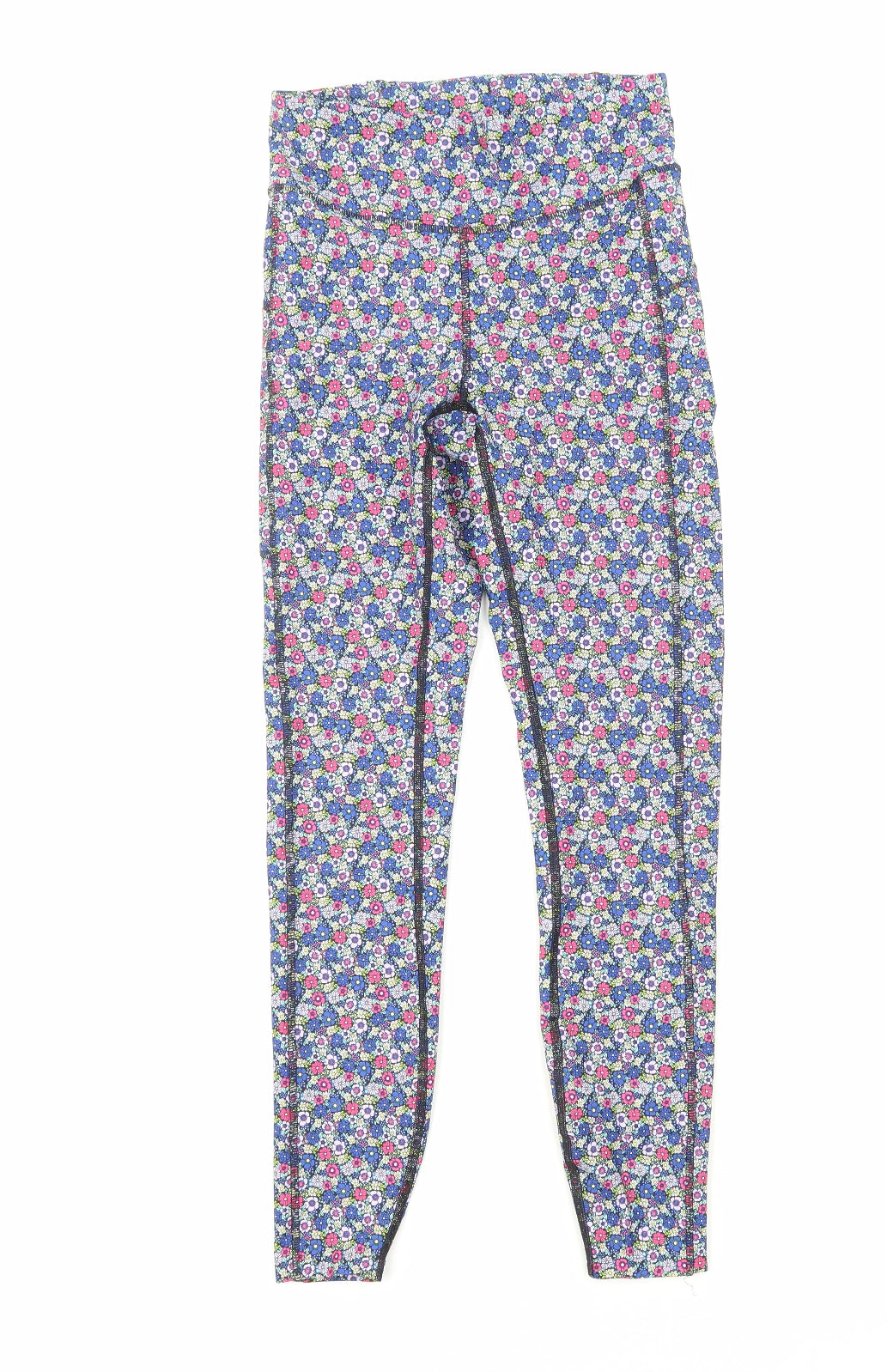 Marks and Spencer Womens Blue Geometric Polyamide Jogger Leggings Size 8 Regular Pullover