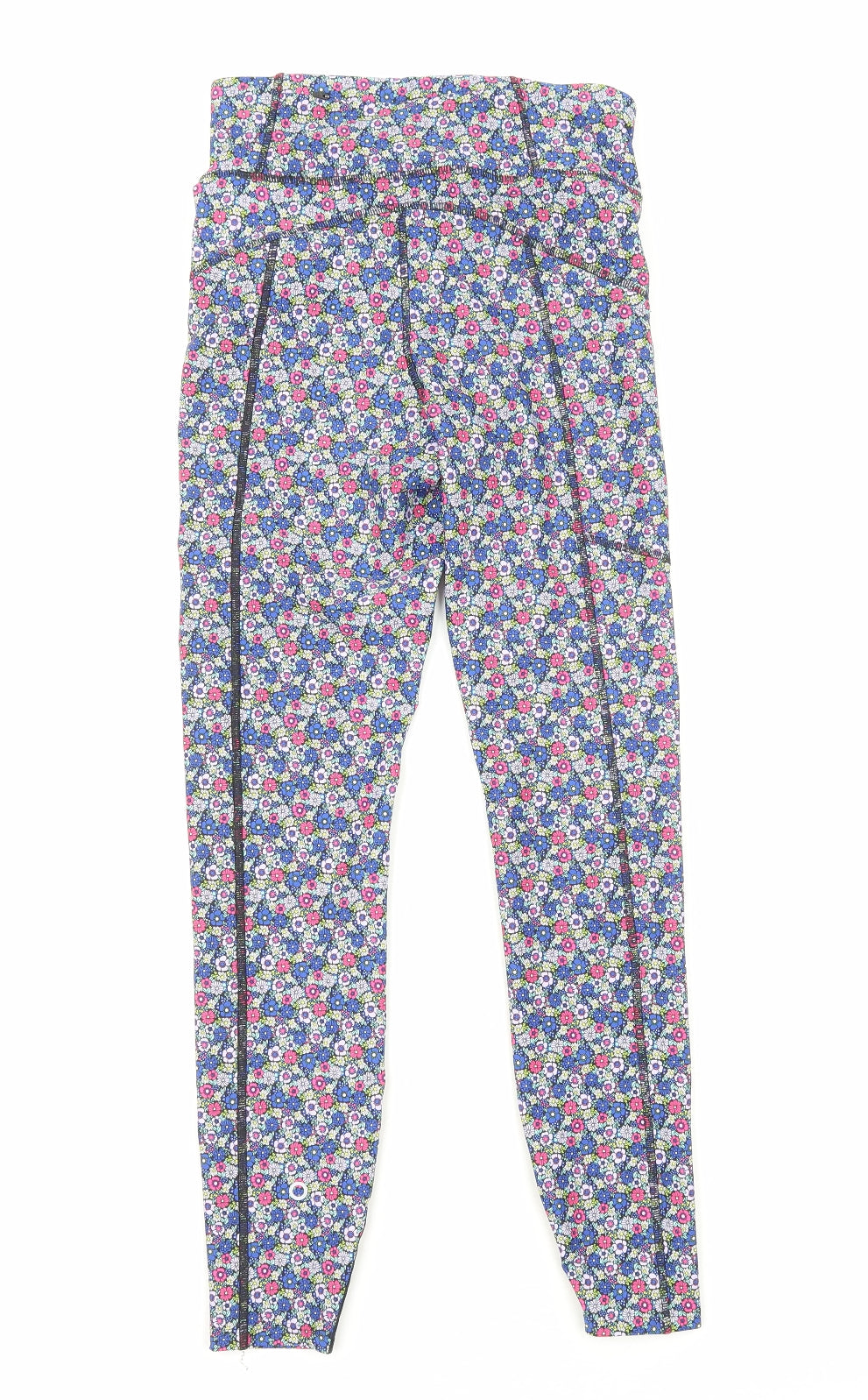 Marks and Spencer Womens Blue Geometric Polyamide Jogger Leggings Size 8 Regular Pullover
