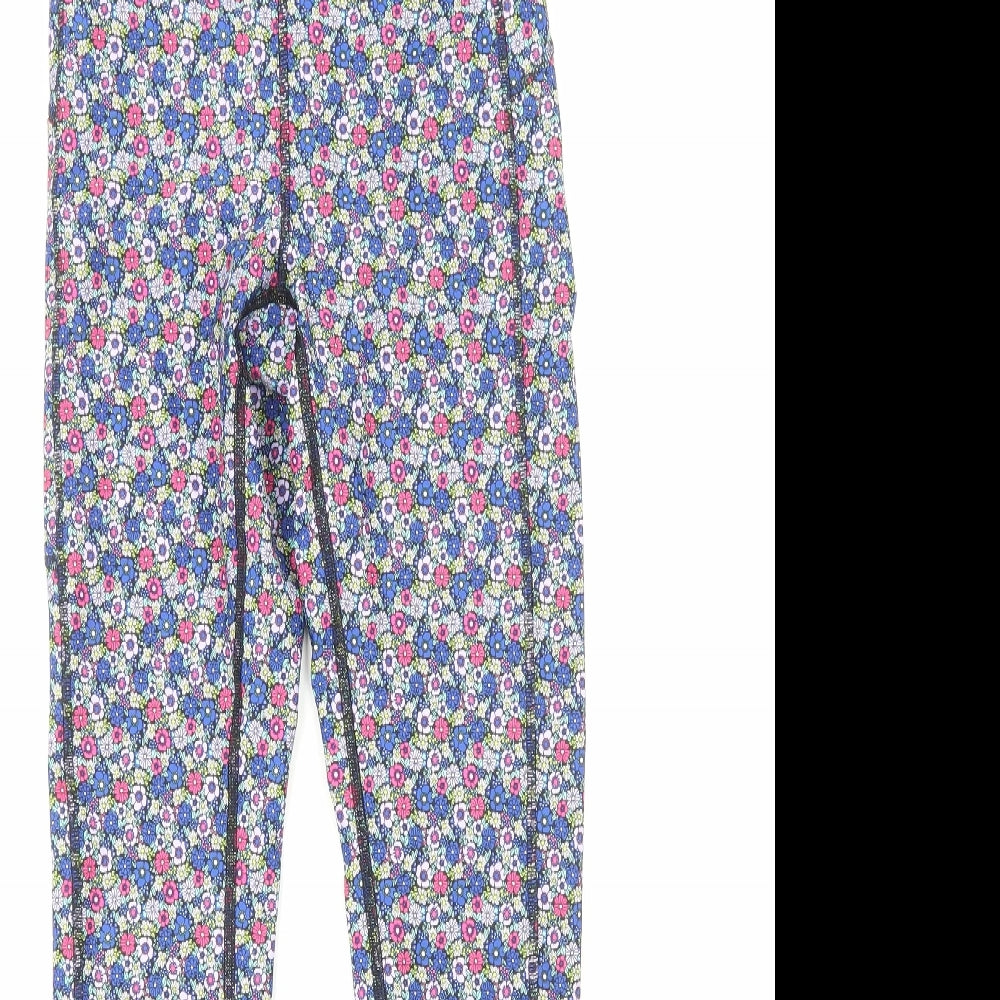 Marks and Spencer Womens Blue Geometric Polyamide Jogger Leggings Size 8 Regular Pullover