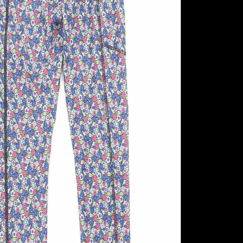 Marks and Spencer Womens Blue Geometric Polyamide Jogger Leggings Size 8 Regular Pullover