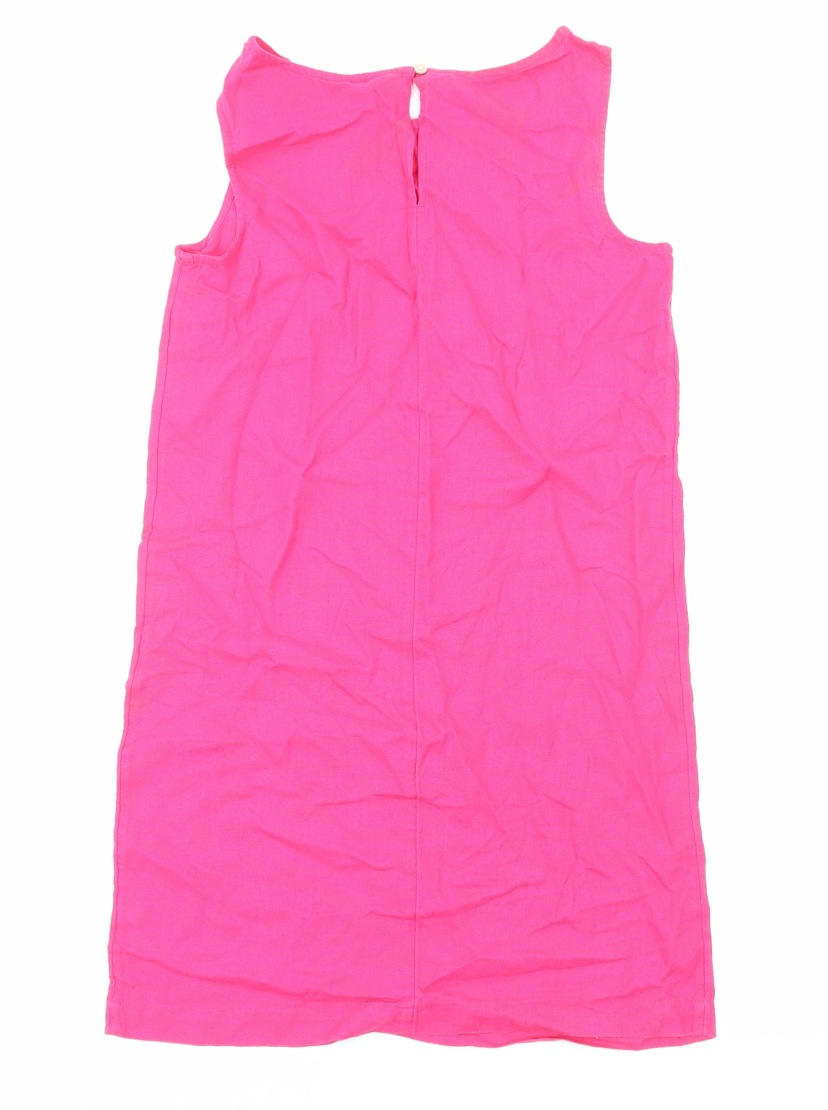 Marks and Spencer Womens Pink Linen Shift Size 8 Boat Neck Pullover