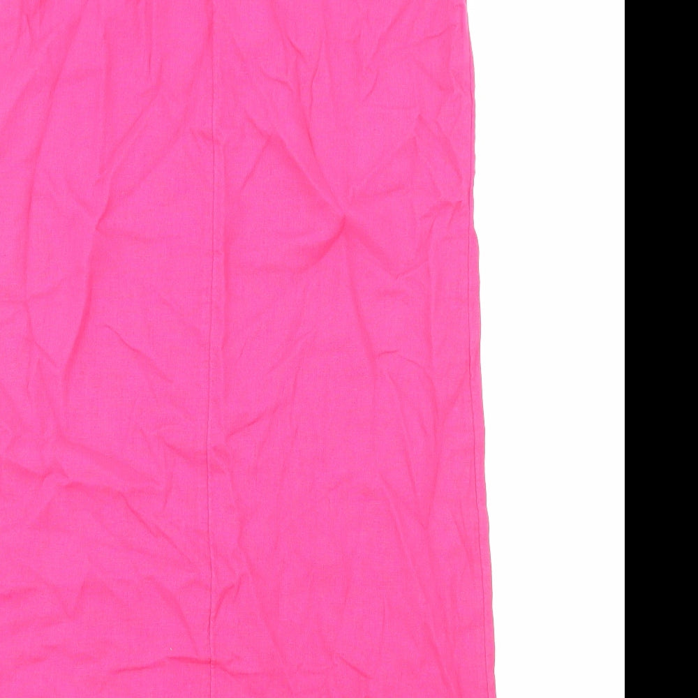 Marks and Spencer Womens Pink Linen Shift Size 8 Boat Neck Pullover