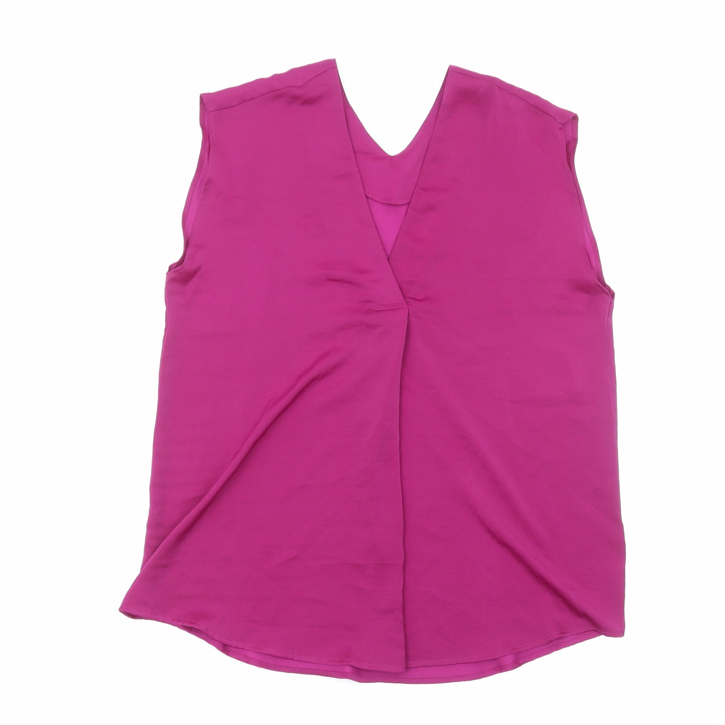 Marks and Spencer Womens Purple Polyester Basic Blouse Size 10 V-Neck