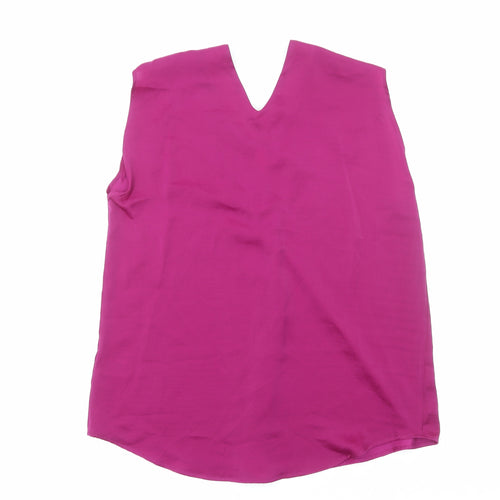 Marks and Spencer Womens Purple Polyester Basic Blouse Size 10 V-Neck