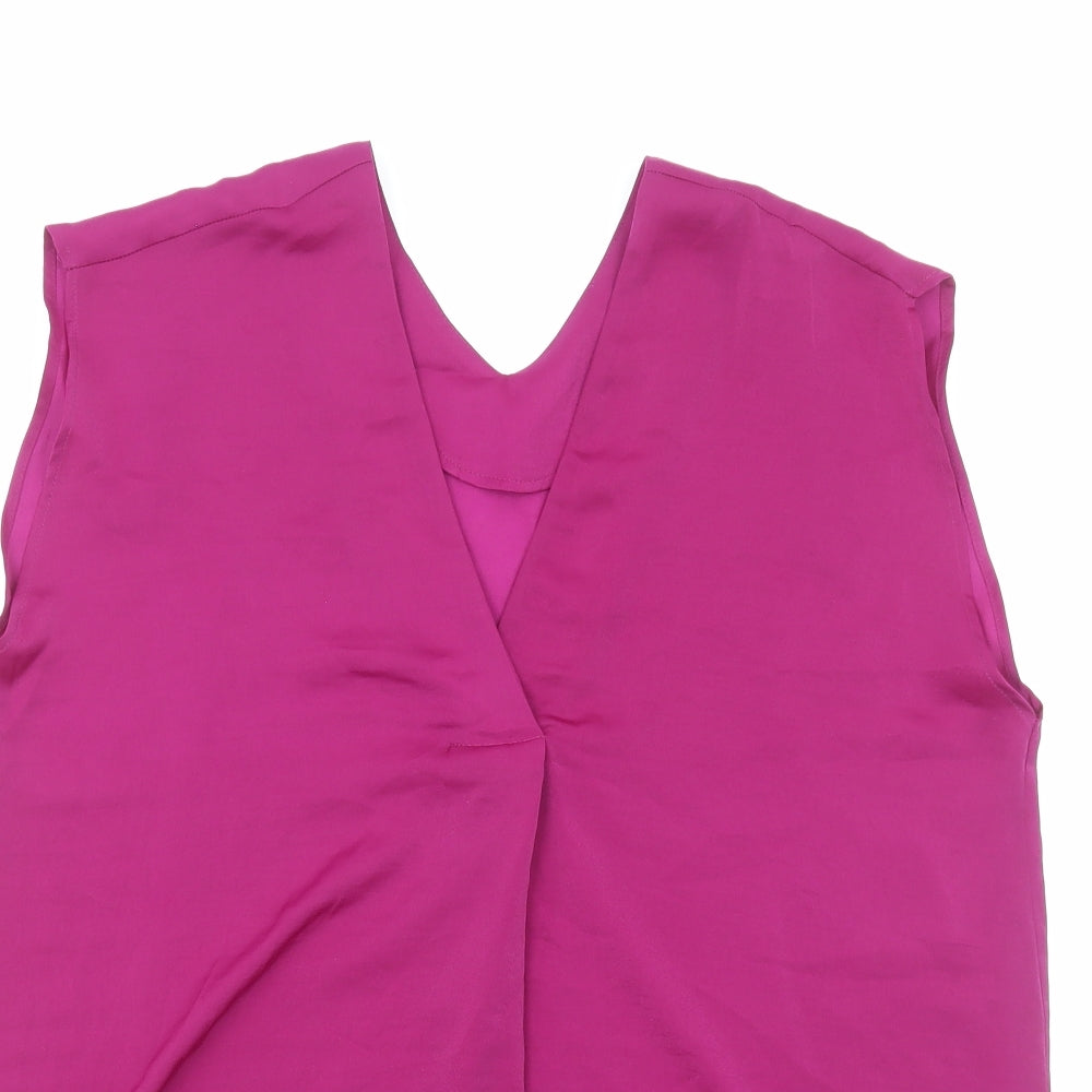 Marks and Spencer Womens Purple Polyester Basic Blouse Size 10 V-Neck