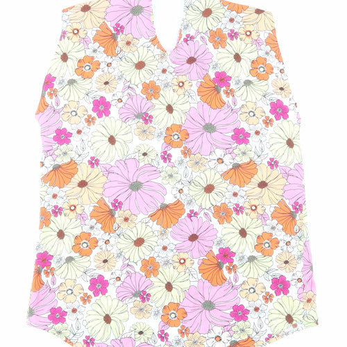 Marks and Spencer Womens Multicoloured Floral Polyester Basic Blouse Size 8 V-Neck