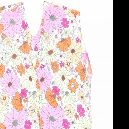 Marks and Spencer Womens Multicoloured Floral Polyester Basic Blouse Size 8 V-Neck
