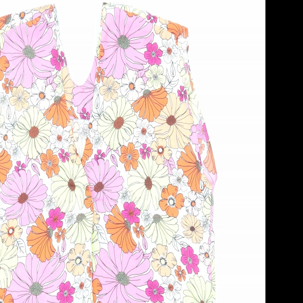 Marks and Spencer Womens Multicoloured Floral Polyester Basic Blouse Size 8 V-Neck